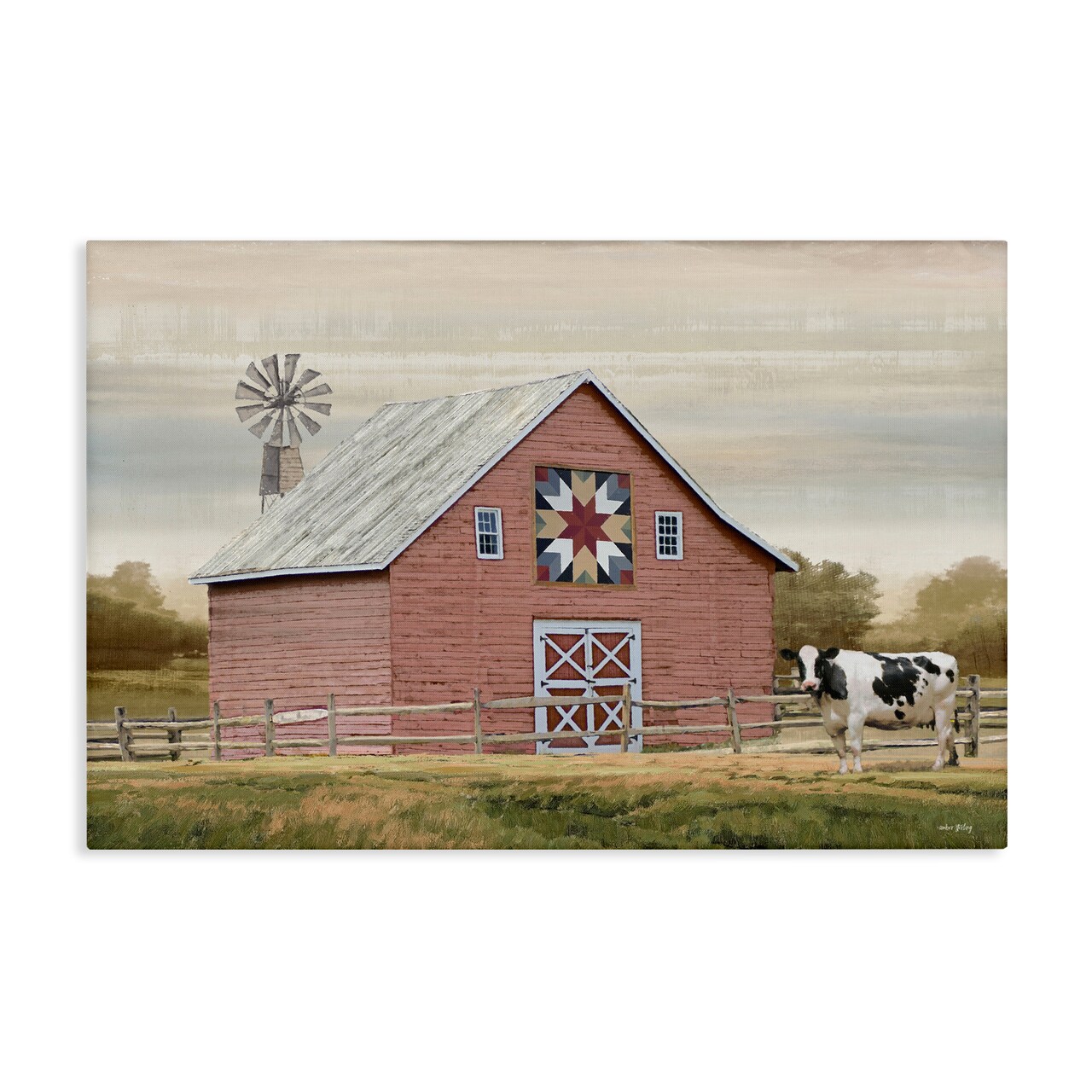 Stupell Industries Traditional Barn & Windmill Canvas Wall Art Design by Amber Sterling